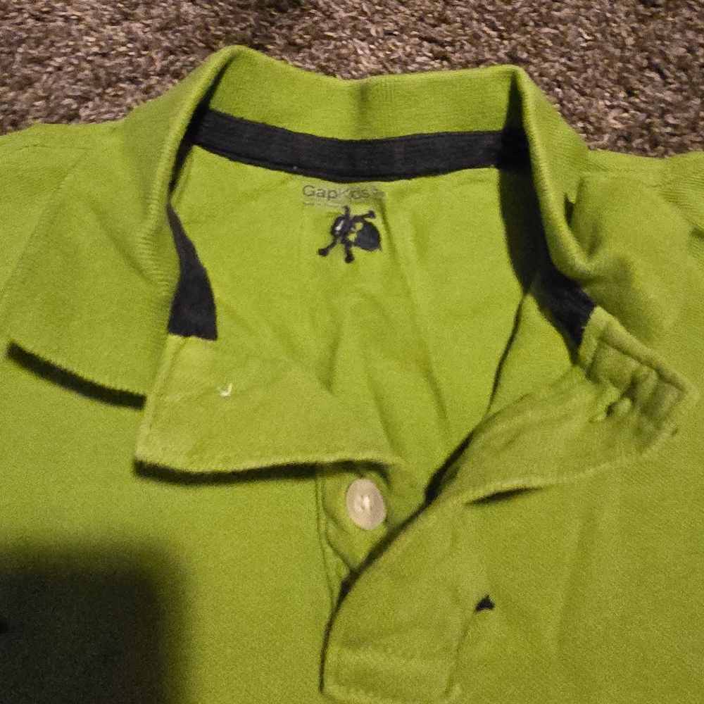 GAP Kids chartreuse navy skull polo szL - Picture 4 of 4